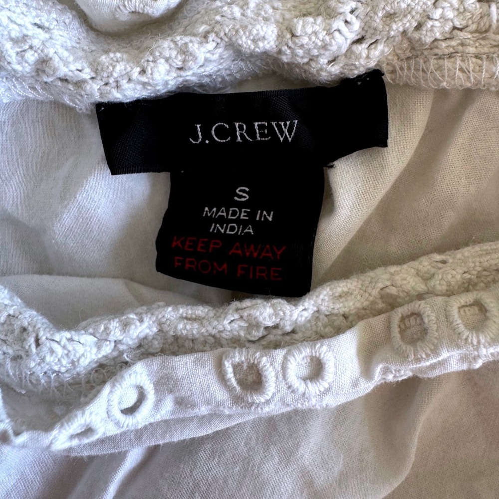 J. Crew Eyelet Trim Cami Top Re-Imagined White 100% Cotton Boho Coastal Size S - Picture 3 of 9